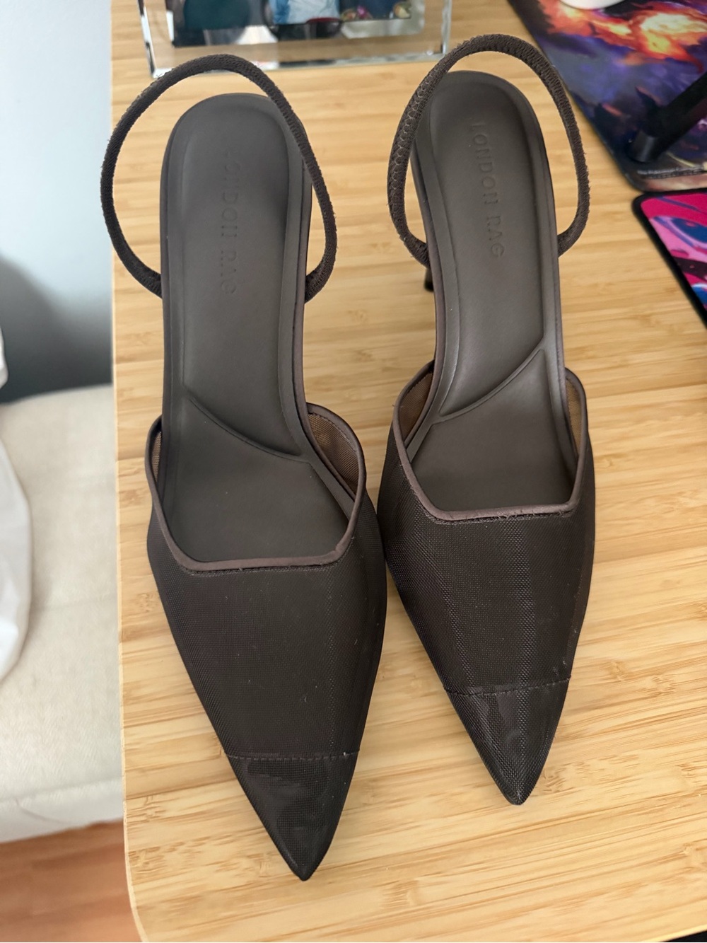 Fashion Nova Brown Pointed Slingback Heels